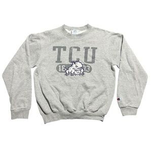 Champion TCU Horned Frogs Gray Sweatshirt Crew Neck Long Sleeve Adult YXL/Small